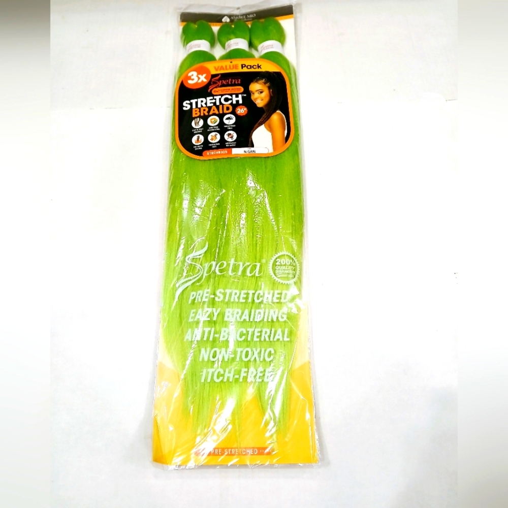 1 pack of 3X Spectra Synthetic Pre-streched braiding Hair 26" Color N.Green